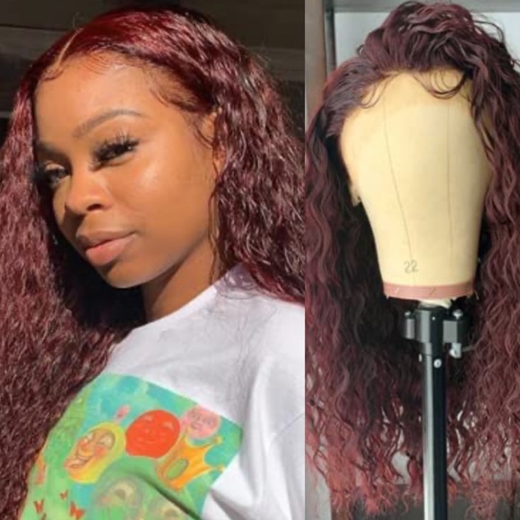 💫22” BURGUNDY BEACH WAVY LACE FRONT WIG💫 *NWT